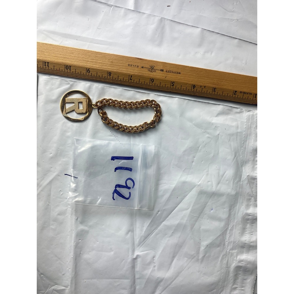 Gold Tone R Initial Charm Chunky Chain Link Keychain Accessory Bag Charm‎